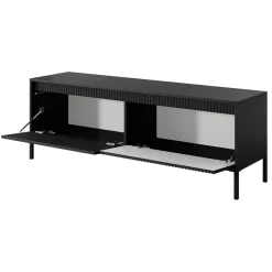 Garnero Arredamenti Mobile porta TV 154x54h cm 2 ante cannettato Ciar Nero Opaco Outlet