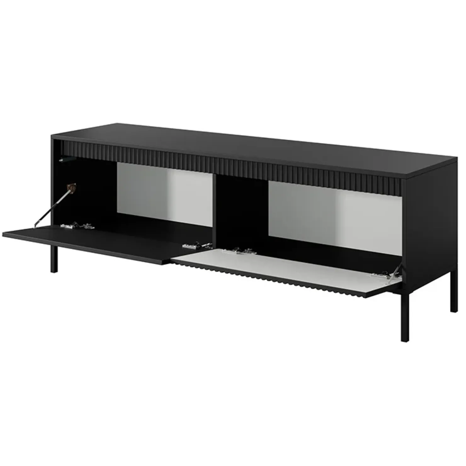 Garnero Arredamenti Mobile porta TV 154x54h cm 2 ante cannettato Ciar Nero Opaco Outlet