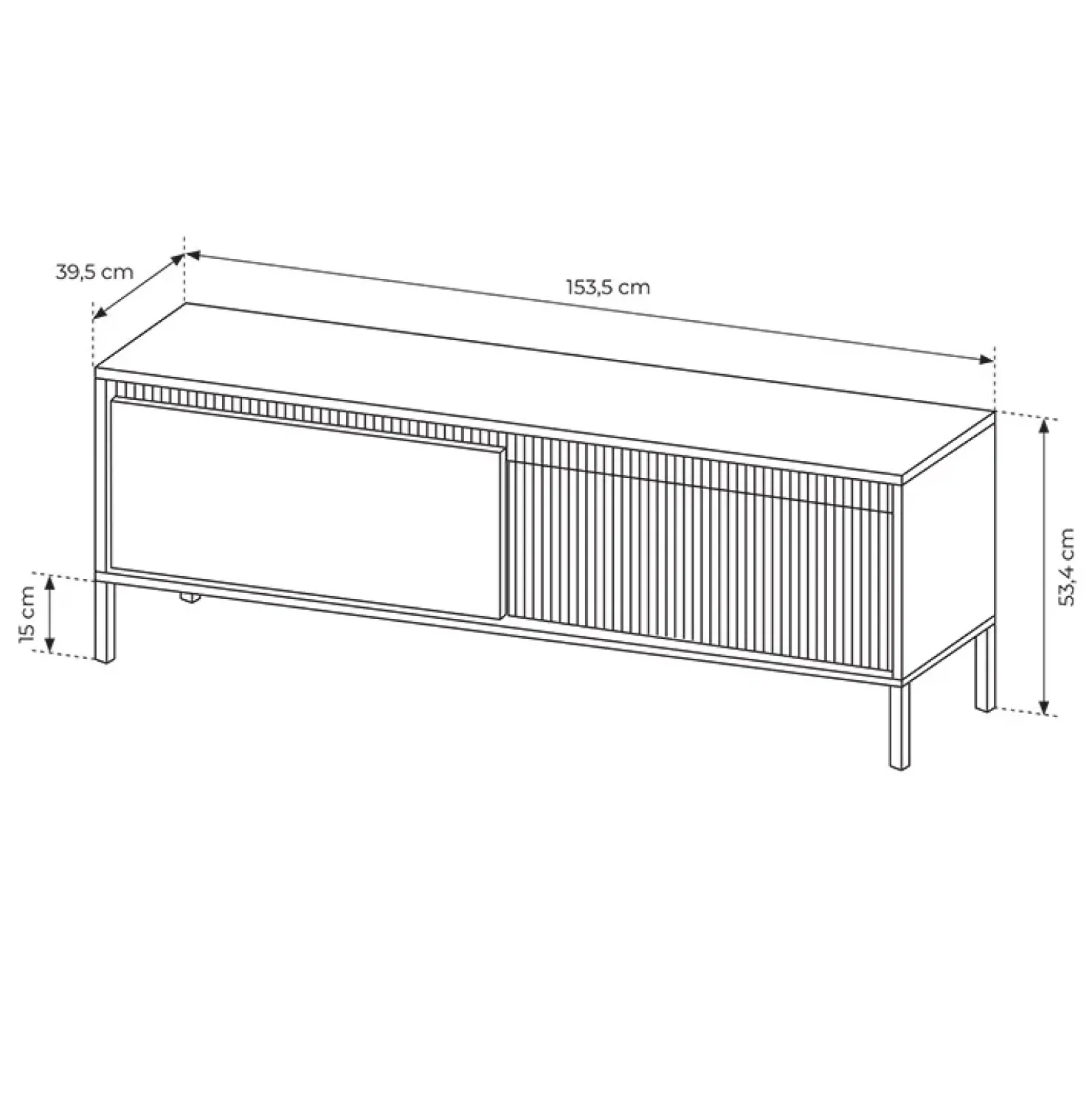 Garnero Arredamenti Mobile porta TV 154x54h cm 2 ante cannettato Ciar Nero Opaco Outlet