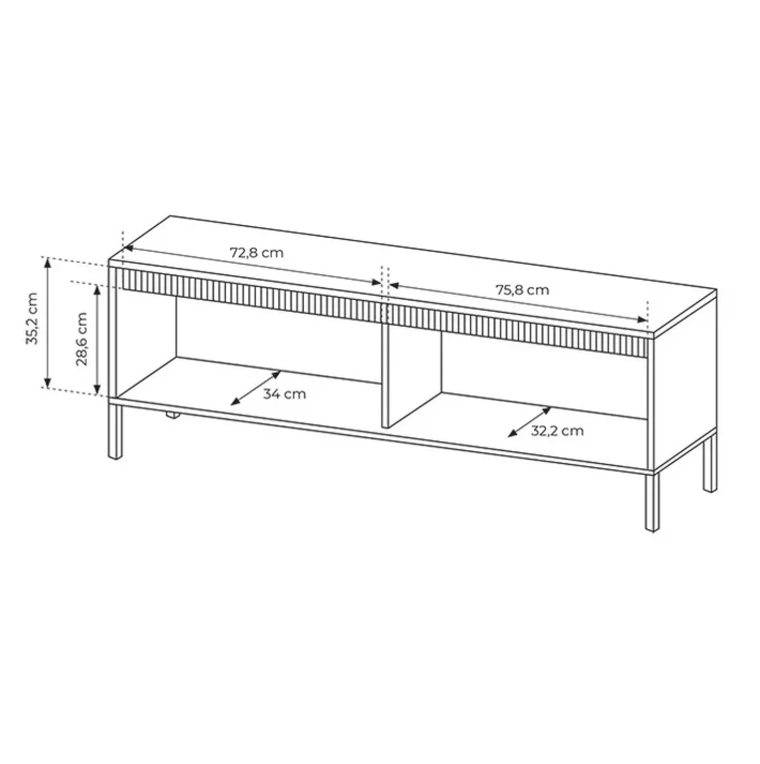 Garnero Arredamenti Mobile porta TV 154x54h cm 2 ante cannettato Ciar Nero Opaco Outlet