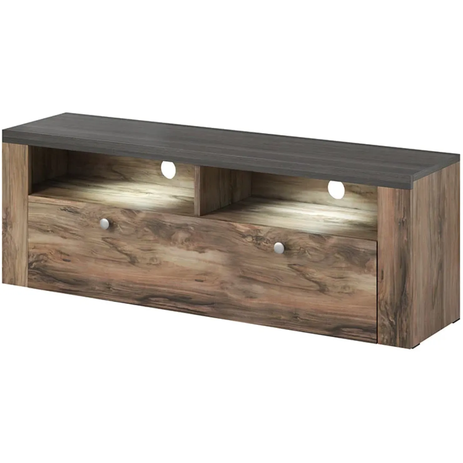 Garnero Arredamenti Mobile porta TV 140x49h cm 1 anta noce rovere grigio Paloma 2 Noce - Grigio Sale