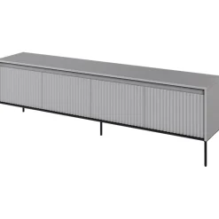 Garnero Arredamenti Mobile porta TV 193x56h cm 4 ante led cannettato nero Camelia Grigio New