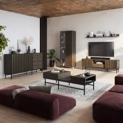 Garnero Arredamenti Mobile porta TV 165x55h cm 2 ante cassetto wengè Blackwood Outlet