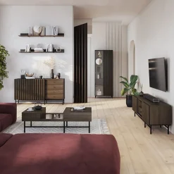 Garnero Arredamenti Mobile porta TV 165x55h cm 2 ante cassetto wengè Blackwood Outlet