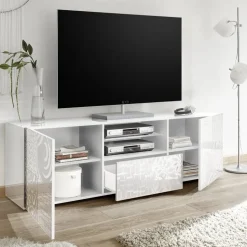 Garnero Arredamenti Mobile porta TV 181x57h cm 2 ante 1 cassetto Paradise Bianco Lucido Hot