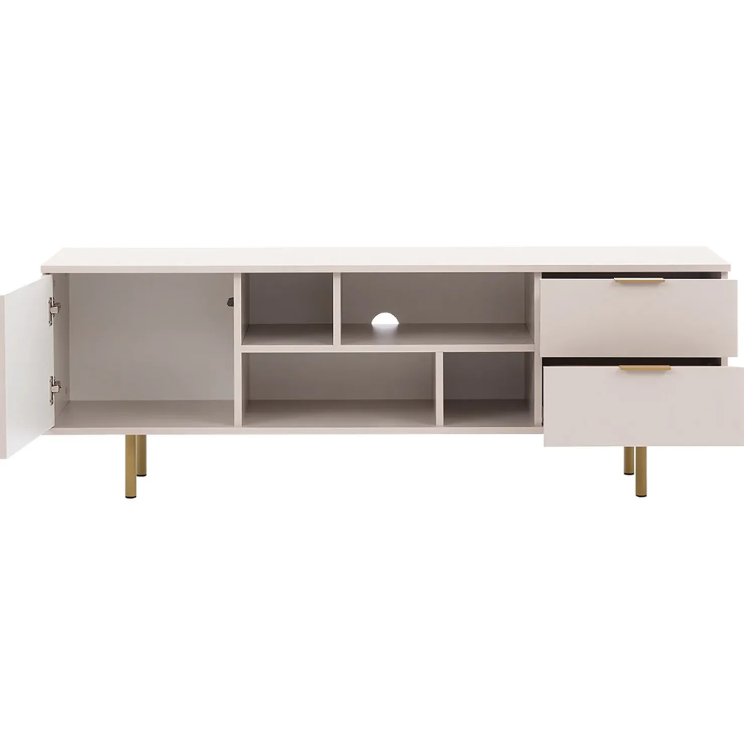 Garnero Arredamenti Mobile porta tv 150x52h cm 1 anta 2 cassetti cannettato moderno beige Vanessa Best