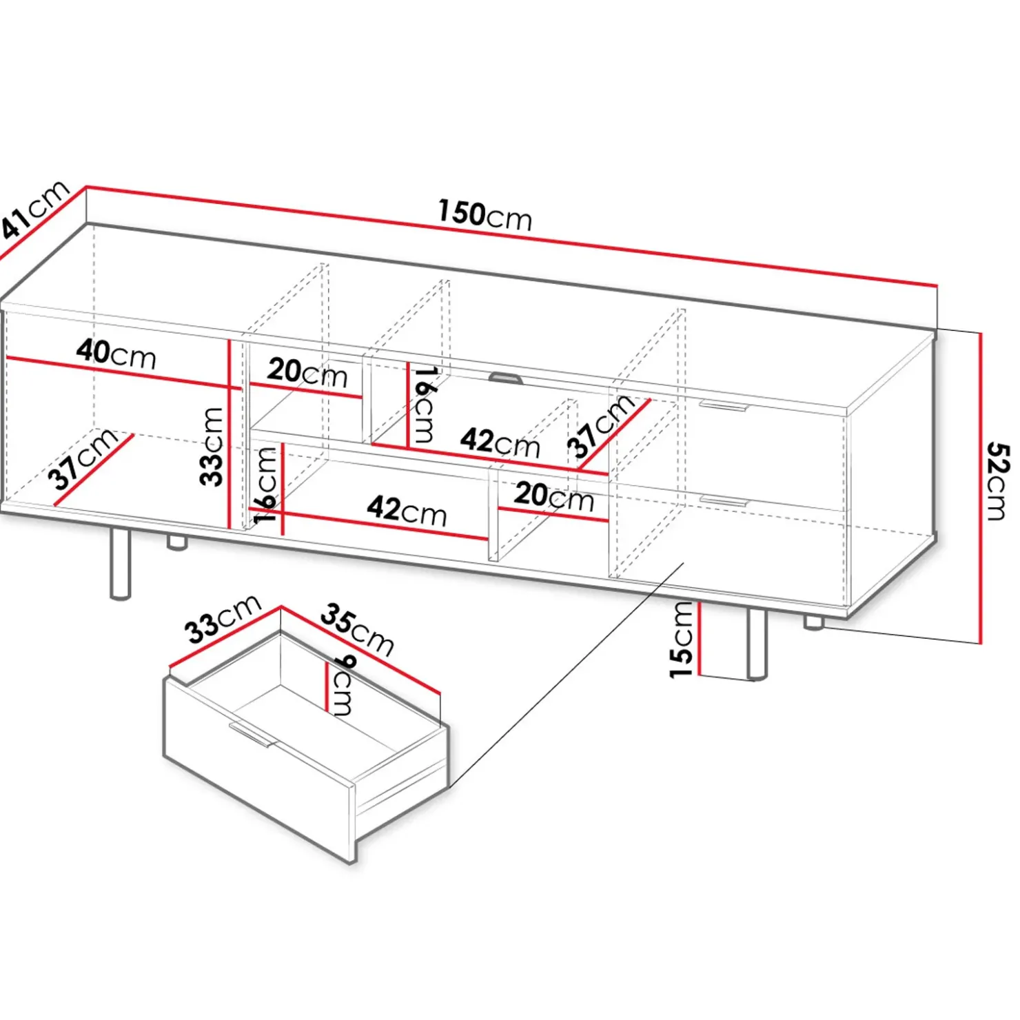 Garnero Arredamenti Mobile porta tv 150x52h cm 1 anta 2 cassetti cannettato moderno beige Vanessa Best