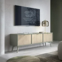 Garnero Arredamenti Mobile porta TV 158x52h cm 3 ante verde salvia rovere Myrta Clearance