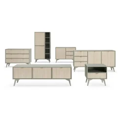 Garnero Arredamenti Mobile porta TV 158x52h cm 3 ante verde salvia rovere Myrta Clearance