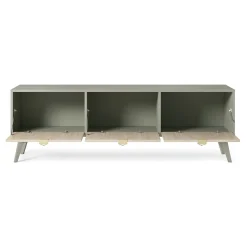 Garnero Arredamenti Mobile porta TV 158x52h cm 3 ante verde salvia rovere Myrta Clearance