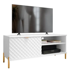 Garnero Arredamenti Mobile porta TV 120x50h cm 1 anta 2 vani con frontali decorati bianco Amsterdam New