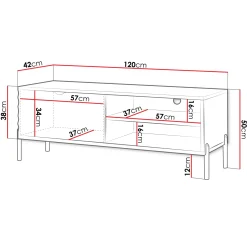 Garnero Arredamenti Mobile porta TV 120x50h cm 1 anta 2 vani con frontali decorati bianco Amsterdam New