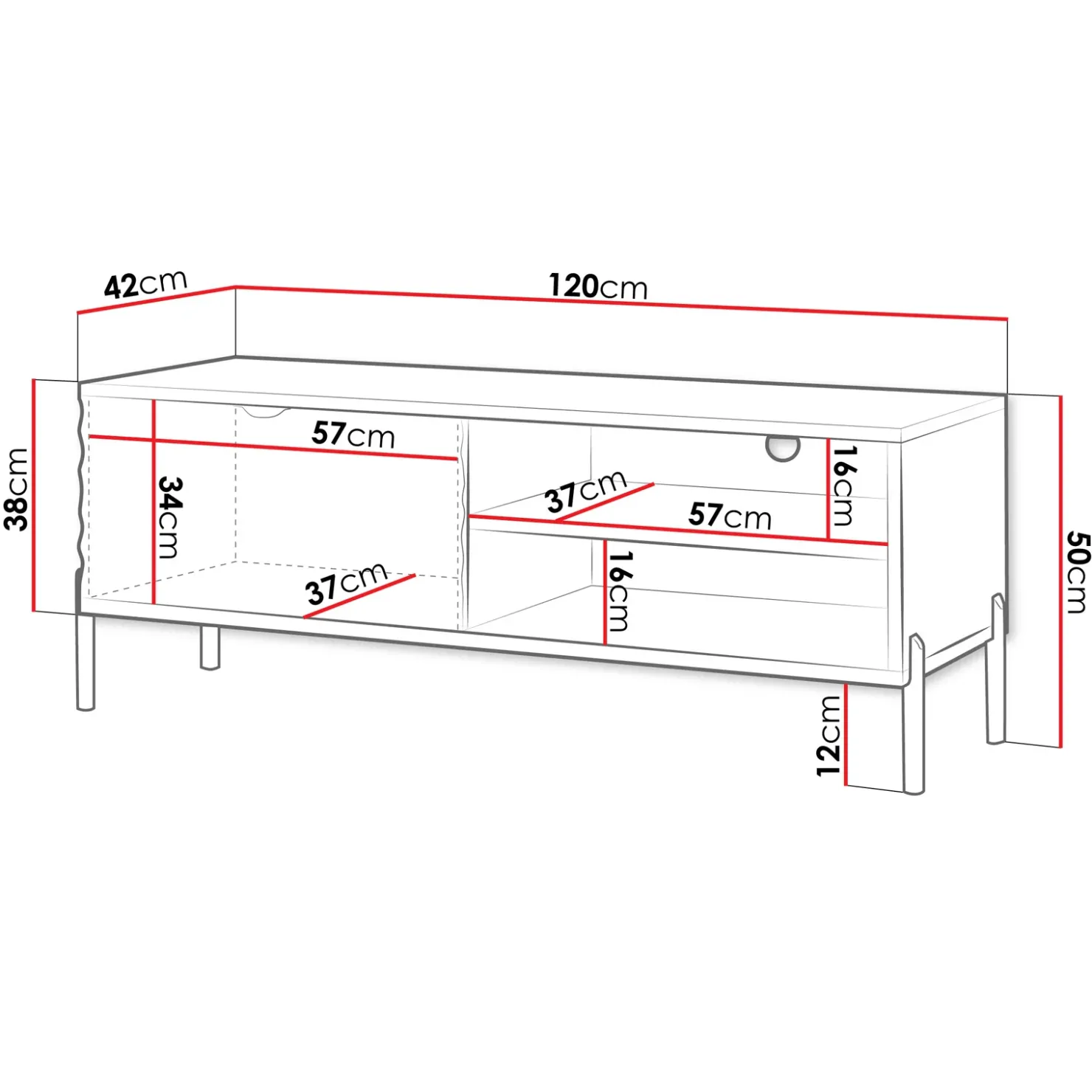 Garnero Arredamenti Mobile porta TV 120x50h cm 1 anta 2 vani con frontali decorati bianco Amsterdam New