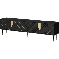 Garnero Arredamenti Mobile porta tv 204x55h cm 4 ante moderno nero oro Golden New