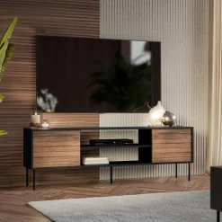 Garnero Arredamenti Mobile porta TV 180x60h cm 2 ante noce nero Wild Noce - Nero opaco Sale