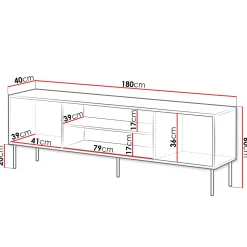 Garnero Arredamenti Mobile porta TV 180x60h cm 2 ante noce nero Wild Noce - Nero opaco Sale