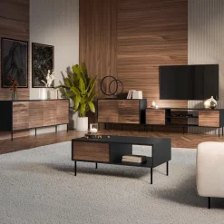 Garnero Arredamenti Mobile porta TV 180x60h cm 2 ante noce nero Wild Noce - Nero opaco Sale