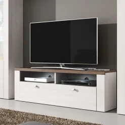 Garnero Arredamenti Mobile porta TV 140x49h cm 1 anta bianco frassinato rovere Paloma 2 Bianco Frassinato - Noce