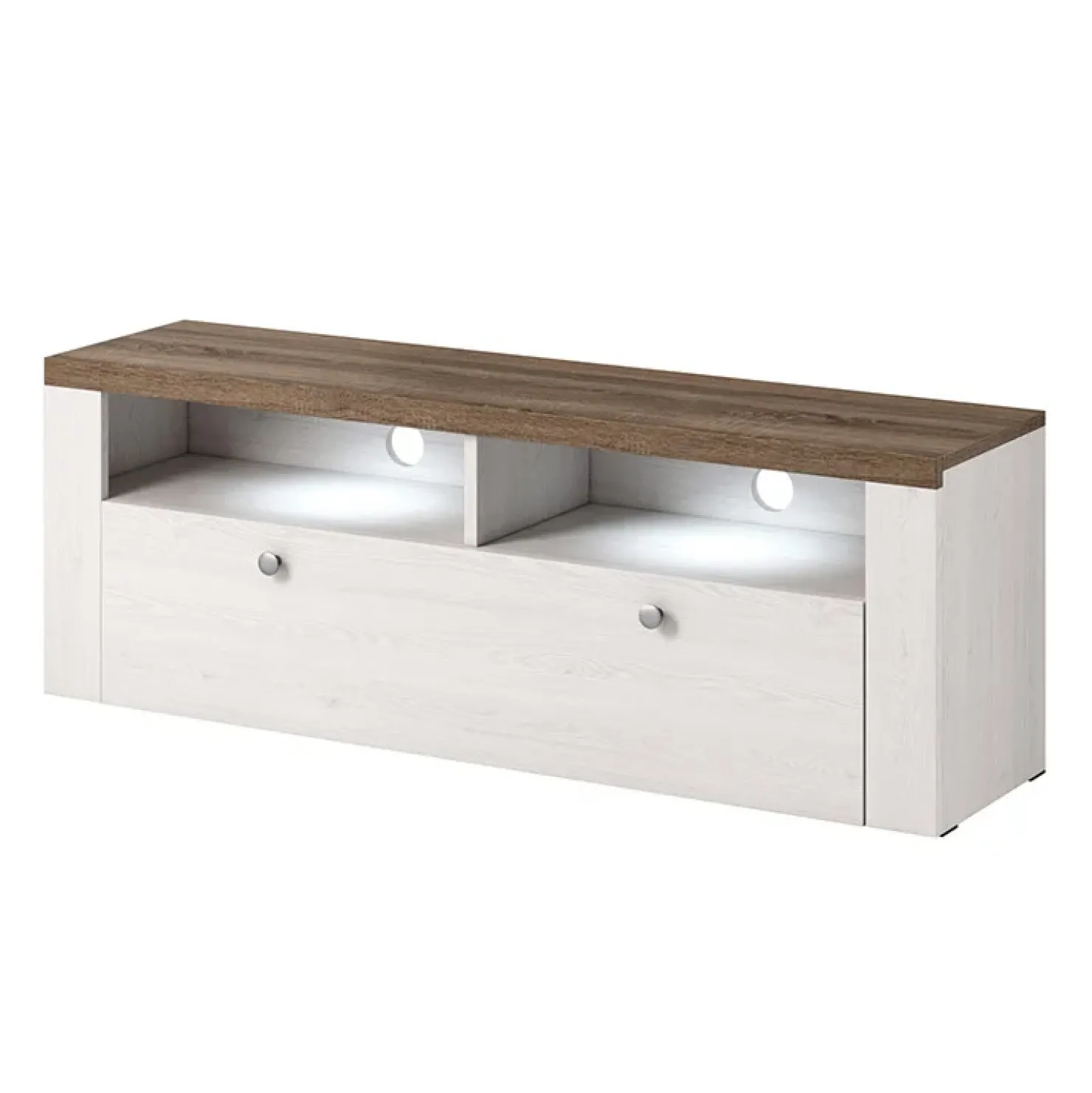 Garnero Arredamenti Mobile porta TV 140x49h cm 1 anta bianco frassinato rovere Paloma 2 Bianco Frassinato - Noce