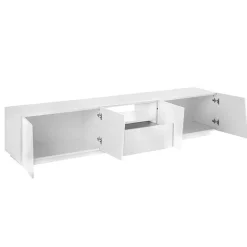 Garnero Arredamenti Mobile porta TV 220x46h cm 4 ante Candia Gihome® Bianco Lucido Clearance