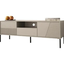 Garnero Arredamenti Mobile porta tv 155x54h cm 2 ante 1 cassetto cannettato beige Diana New