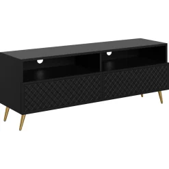 Garnero Arredamenti Mobile porta TV 150x57h cm 2 ante 2 vani con frontali decorati nero Simona Nero Opaco Sale