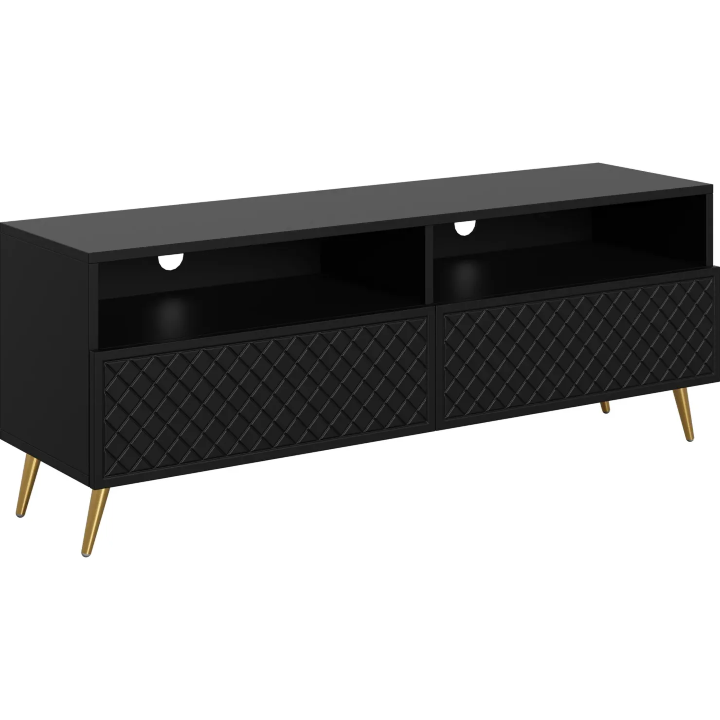 Garnero Arredamenti Mobile porta TV 150x57h cm 2 ante 2 vani con frontali decorati nero Simona Nero Opaco Sale