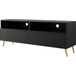 Garnero Arredamenti Mobile porta TV 150x57h cm 2 ante 2 vani con frontali decorati nero Simona Nero Opaco Sale