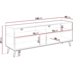Garnero Arredamenti Mobile porta TV 150x57h cm 2 ante 2 vani con frontali decorati nero Simona Nero Opaco Sale