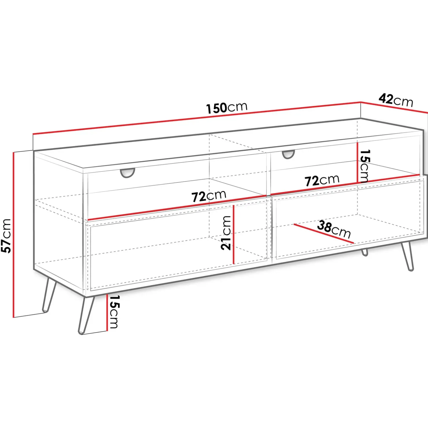 Garnero Arredamenti Mobile porta TV 150x57h cm 2 ante 2 vani con frontali decorati nero Simona Nero Opaco Sale