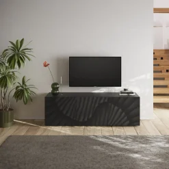 Garnero Arredamenti Mobile porta TV 181x69h cm 3 ante serigrafate moderno antracite Grafea Online