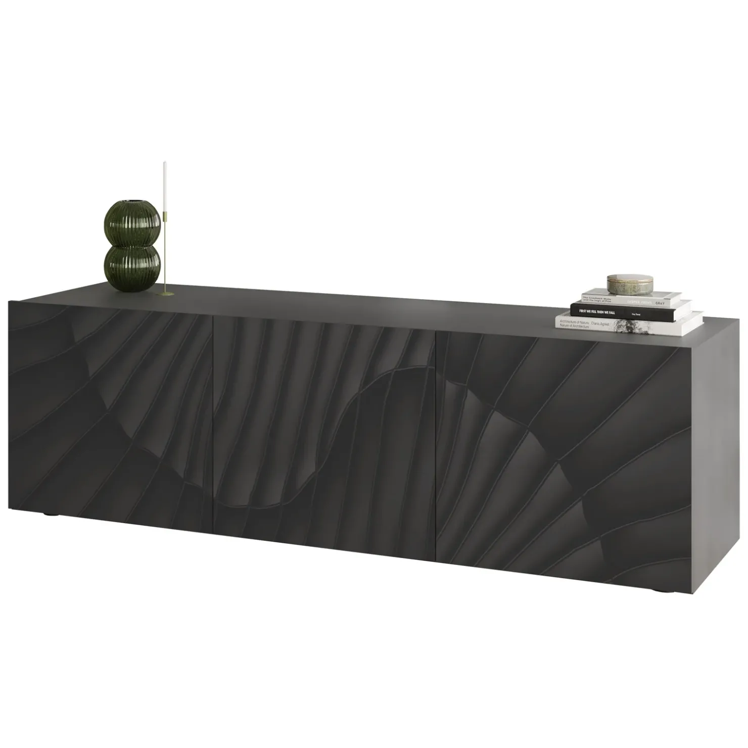 Garnero Arredamenti Mobile porta TV 181x69h cm 3 ante serigrafate moderno antracite Grafea Online