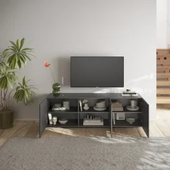 Garnero Arredamenti Mobile porta TV 181x69h cm 3 ante serigrafate moderno antracite Grafea Online