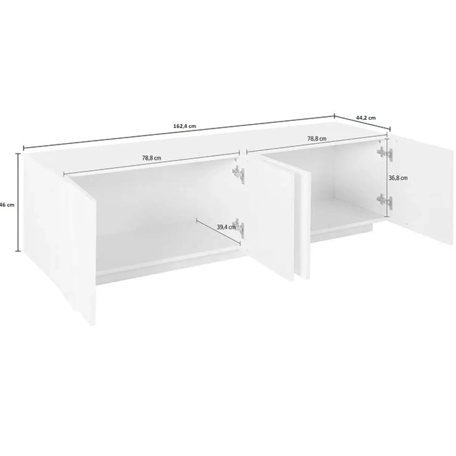 Garnero Arredamenti Mobile porta TV 163x46h cm 4 ante Zenzero Gihome® Ossido Best