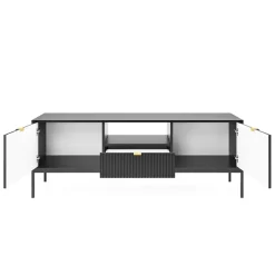 Garnero Arredamenti Mobile porta TV 154x56h cm 2 ante moderno soggiorno nero Alisa Nero Opaco