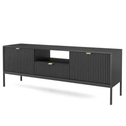 Garnero Arredamenti Mobile porta TV 154x56h cm 2 ante moderno soggiorno nero Alisa Nero Opaco