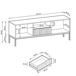Garnero Arredamenti Mobile porta TV 154x56h cm 2 ante moderno soggiorno nero Alisa Nero Opaco