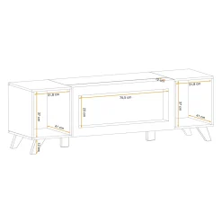 Garnero Arredamenti Mobile porta TV 160x52h cm 2 ante con biocamino noce con stampa nera Mendes Clearance