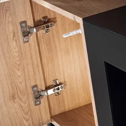 Garnero Arredamenti Mobile porta TV 160x52h cm 2 ante con biocamino noce con stampa nera Mendes Clearance