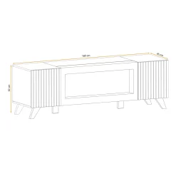 Garnero Arredamenti Mobile porta TV 160x52h cm 2 ante con biocamino noce con stampa nera Mendes Clearance