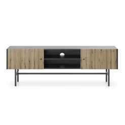 Garnero Arredamenti Mobile porta TV 155x52h cm 2 ante nero rovere cannettato Eterna Nero Opaco - Rovere Outlet