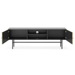Garnero Arredamenti Mobile porta TV 155x52h cm 2 ante nero rovere cannettato Eterna Nero Opaco - Rovere Outlet