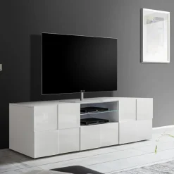 Garnero Arredamenti Mobile porta TV 181x57h cm 2 ante Obsession Bianco Lucido Outlet