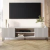 Garnero Arredamenti Mobile porta TV 181x53h cm 2 ante 2 vani con frontali cannettati beige Ziggy Outlet