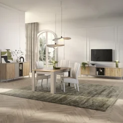 Garnero Arredamenti Mobile porta TV 210x59h cm 4 ante 2 vani rovere chiaro beige Tony Discount