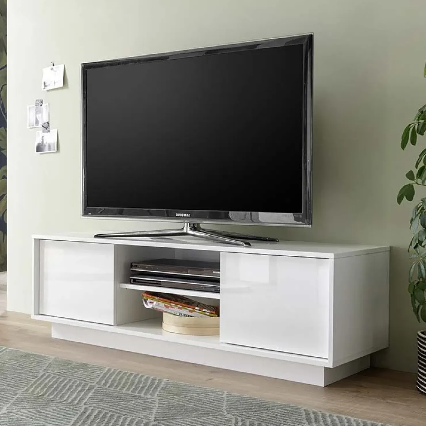 Garnero Arredamenti Mobile porta TV 139x44h cm 2 ante soggiorno bianco lucido Spirit