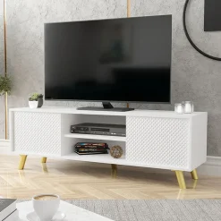 Garnero Arredamenti Mobile porta TV 140x42h cm 2 ante 2 vani a giorno bianco Nyborg Hot