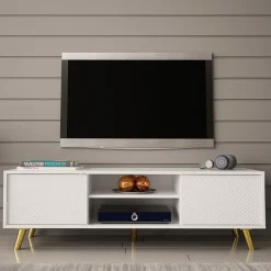 Garnero Arredamenti Mobile porta TV 140x42h cm 2 ante 2 vani a giorno bianco Nyborg Hot