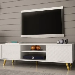 Garnero Arredamenti Mobile porta TV 140x42h cm 2 ante 2 vani a giorno bianco Nyborg Hot
