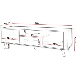 Garnero Arredamenti Mobile porta TV 140x42h cm 2 ante 2 vani a giorno bianco Nyborg Hot